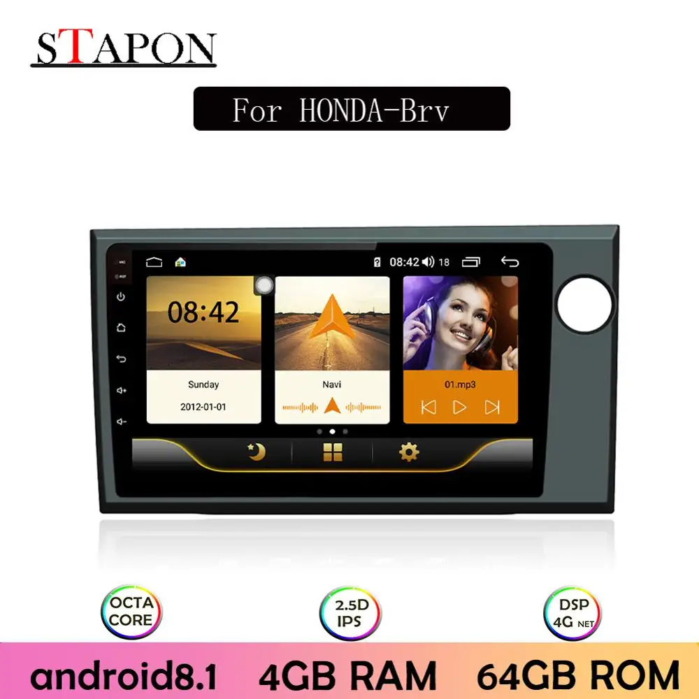 

STAPON 9inch for honda BRV 2015 Android 8.1 4GBRAM+64GBROM IPS DSP 4G car multimedia Octa-core with OBD2 RDS