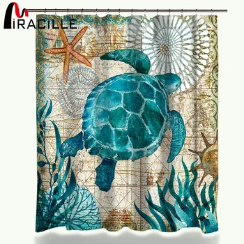 Miracille Turtle Shower Curtain Waterproof Bath Curtains with 12 Hooks Polyester Fabric Curtain For Bathroom Marine Style
Miracille Turtle Shower Curtain Waterproof Bath Curtains with 12 Hooks Polyester Fabric Curtain For Bathroom Marine Style