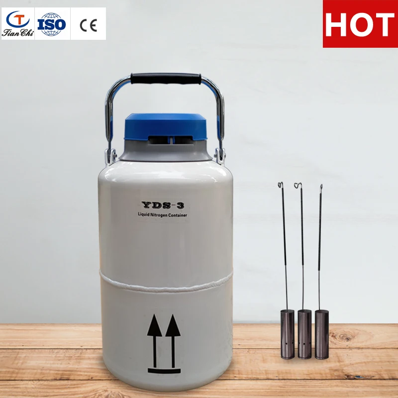 TIANCHI small liquid nitrogen tank 3 Liter 50 mm diameter dewar flask 3 L cryogenic storage semen container 30 days
TIANCHI small liquid nitrogen tank 3 Liter 50 mm diameter dewar flask 3 L cryogenic storage semen container 30 days
