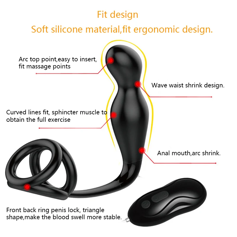 Male Cock Prostate Massage Ring With Remote Control Vibrator Ring Anal Butt Plug Ring On Penis Anal Sex Toy For Men Masturbator