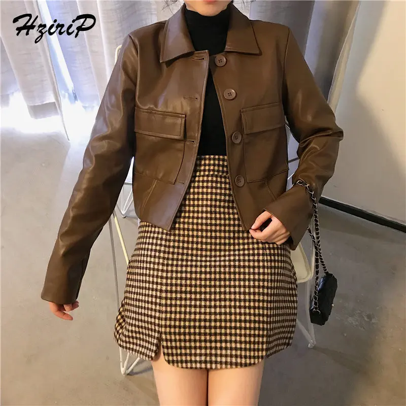 Hzirip 2018 European Stylish PU Leather Jacket Fashion High Quality Outwear Slim Coat Turn-down Collars Single Breasted 3 Size
Hzirip 2018 European Stylish PU Leather Jacket Fashion High Quality Outwear Slim Coat Turn-down Collars Single Breasted 3 Size