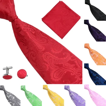 New Men's Tie Wedding Necktie Sets Paisley Jacquard Pattern Hanky Cufflinks Black Red Purple Gravatas Male Suit Ties for Men 3JT
New Men's Tie Wedding Necktie Sets Paisley Jacquard Pattern Hanky Cufflinks Black Red Purple Gravatas Male Suit Ties for Men 3JT