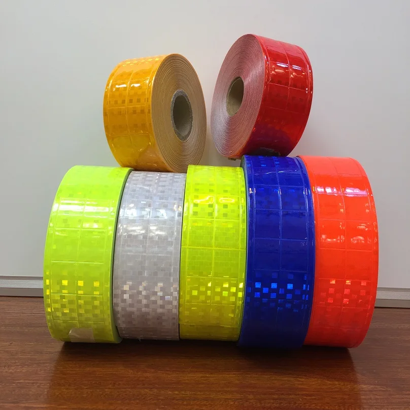 

5CM*50M Flashing Small Square Fluorescent Warning Safety Reflective Tape Garment Accessories Marine Checkered Reflective PVC