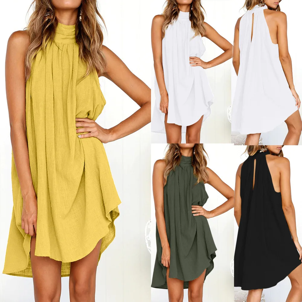 Fashion Summer Women's Dress Bohemian Holiday Solid O-Neck Irregular Dress Ladies Beach Sleeveless Party Mini Dress HX0727
Fashion Summer Women's Dress Bohemian Holiday Solid O-Neck Irregular Dress Ladies Beach Sleeveless Party Mini Dress HX0727