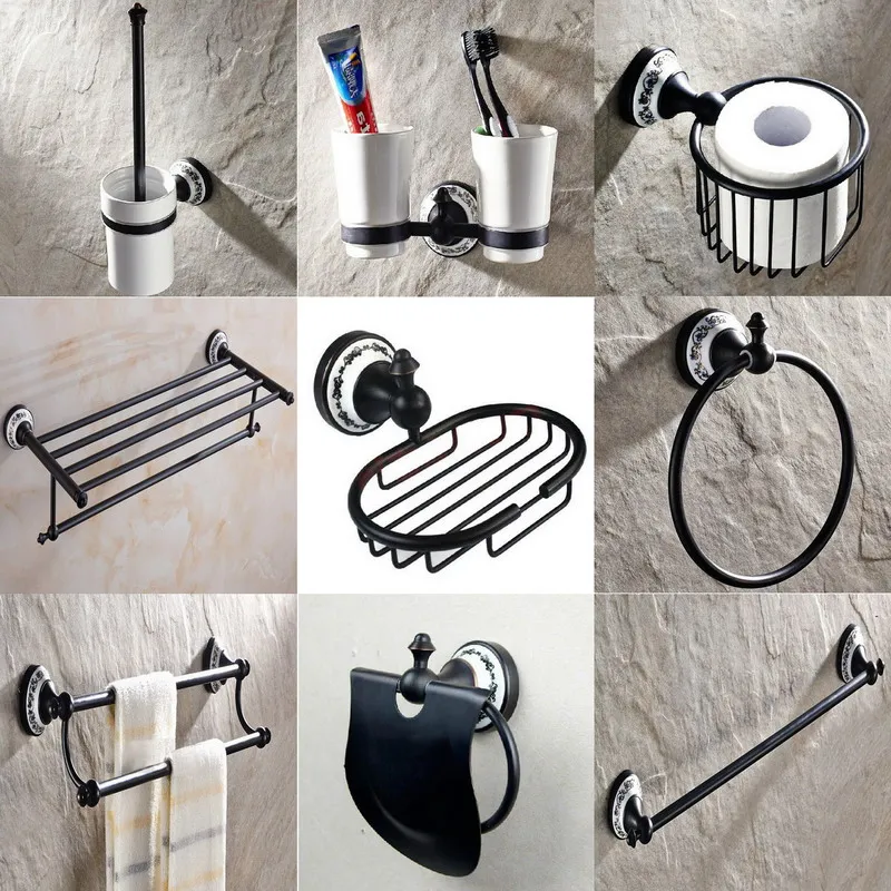 Black Oil Rubbed Brass Wall Mount Bath Accessories Set Towel Bar Soap Dish Robe Hook Toilet Paper Holder Toothbrush Holder A013
Black Oil Rubbed Brass Wall Mount Bath Accessories Set Towel Bar Soap Dish Robe Hook Toilet Paper Holder Toothbrush Holder A013