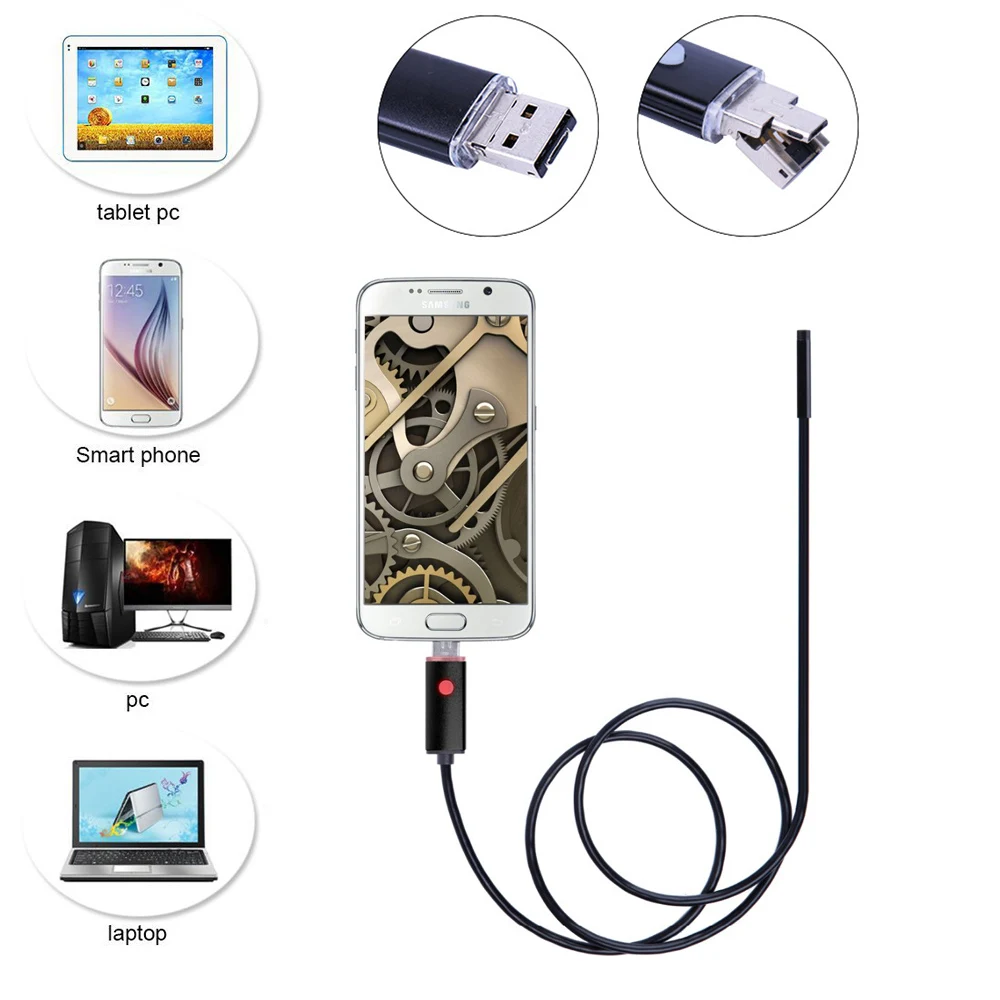 7mm 2 in 1 Android USB Endoscope Camera Smart Android Phone OTG USB Borescope 6 LED Snake Tube Inspection Camera
7mm 2 in 1 Android USB Endoscope Camera Smart Android Phone OTG USB Borescope 6 LED Snake Tube Inspection Camera