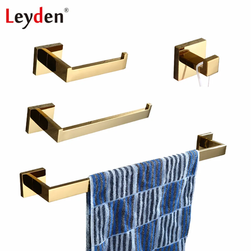 Leyden Golden 304 Stainless Steel 4pcs Bathroom Accessories Set Single Towel Bar Towel Ring Holder Toilet Paper Holder Robe Hook
Leyden Golden 304 Stainless Steel 4pcs Bathroom Accessories Set Single Towel Bar Towel Ring Holder Toilet Paper Holder Robe Hook