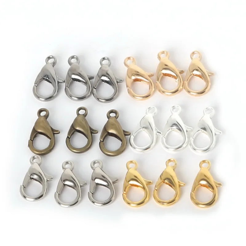 

High Quality Alloy Lobster clasp Hooks for necklace&bracelet chain 12mm 100pcs/lot DIY jewelry findings FKA022-02
