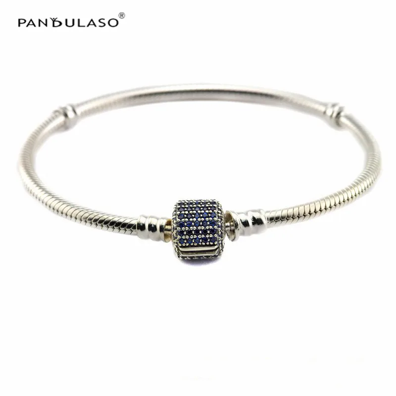 Pandulaso Blue CZ Crystal Barrel Shape Clasp Snake Chain Bracelets 925 Sterling Silver Jewelry DIY Making Bracelets for Women
Pandulaso Blue CZ Crystal Barrel Shape Clasp Snake Chain Bracelets 925 Sterling Silver Jewelry DIY Making Bracelets for Women
