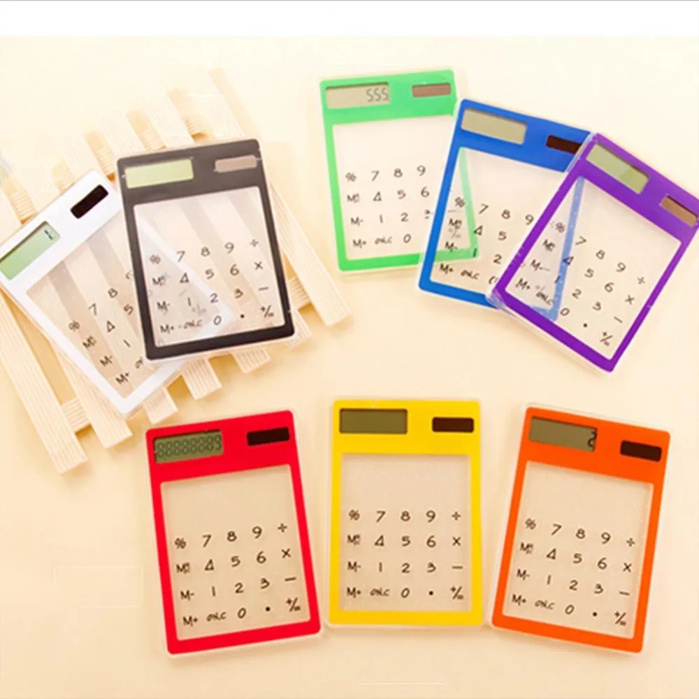 

Ultra-thin Solar Calculators Handheld Transparent Scientific Calculator Cute Pocket Calculator Scientific for School Meeting