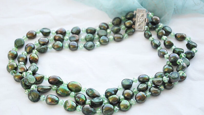 shipping LUSTER 3strands 15mm green baroque FRESHWATER PEARL crystal necklace 20in Z5722
shipping LUSTER 3strands 15mm green baroque FRESHWATER PEARL crystal necklace 20in Z5722