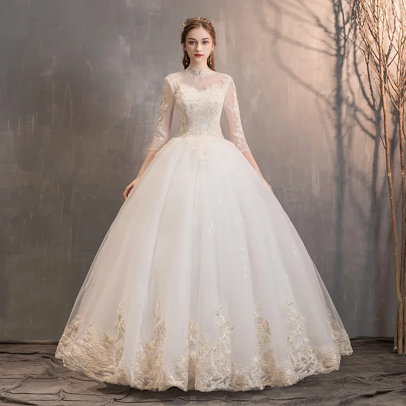 2019 New High Neck Long Sleeve Wedding Dress Sexy Illusion Lace Applique Plus Size Floor Length Bridal Gown Robe De Mariee L
2019 New High Neck Long Sleeve Wedding Dress Sexy Illusion Lace Applique Plus Size Floor Length Bridal Gown Robe De Mariee L