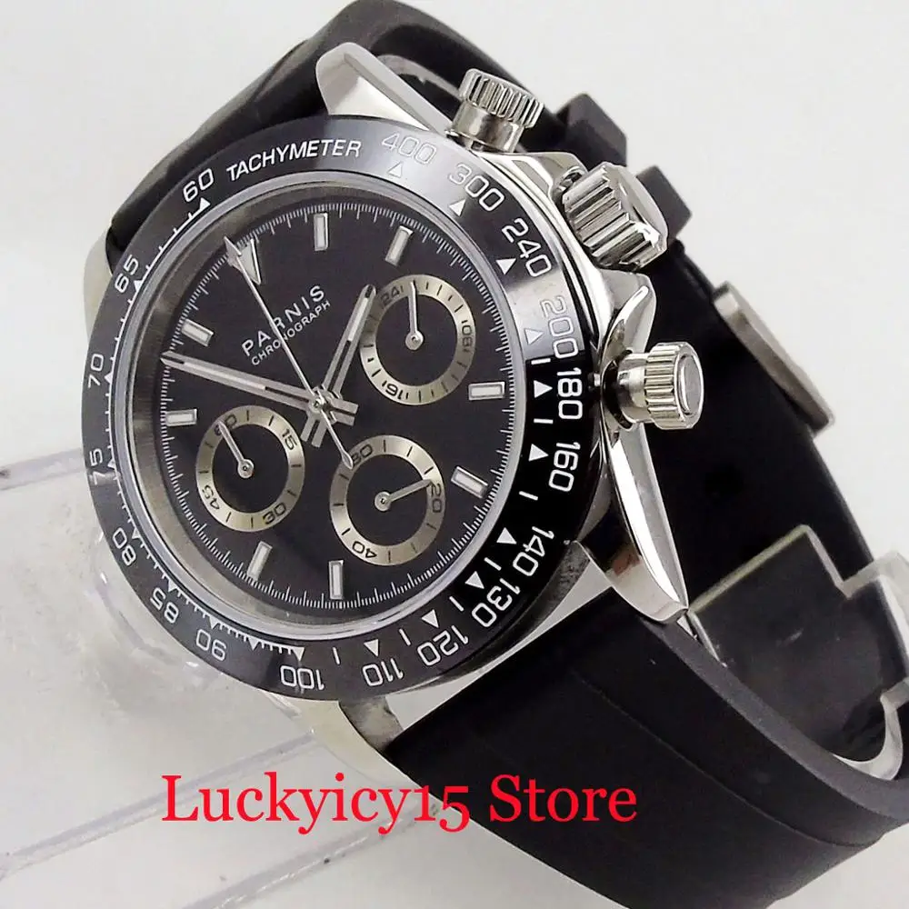 PARNIS High Quality Chronograph Function Quartz Men's Watch Rubber Strap 39mm Polished Case
PARNIS High Quality Chronograph Function Quartz Men's Watch Rubber Strap 39mm Polished Case