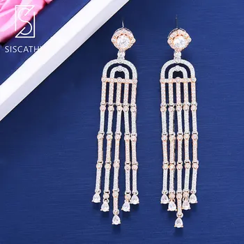 Siscathy 14*82mm Long Tassel Earings For Women Fashion Jewelry Trendy Cubic Zirconia Dangle Drop Earrings Wedding Party Wear
Siscathy 14*82mm Long Tassel Earings For Women Fashion Jewelry Trendy Cubic Zirconia Dangle Drop Earrings Wedding Party Wear