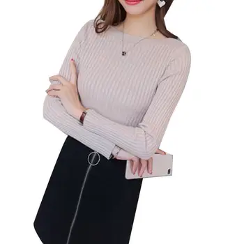 2019 Autumn And Winter new Korean women One word collar sweater all-match long sleeved shirt slim female thread tight Pullover
2019 Autumn And Winter new Korean women One word collar sweater all-match long sleeved shirt slim female thread tight Pullover
