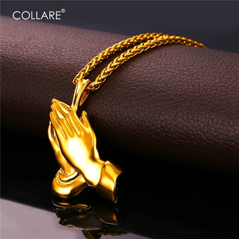 Collare Prayer Hands Pendants Men Gold/Black Color Religious Christian Jewelry 316L Stainless Steel Praying Necklaces Women P905
Collare Prayer Hands Pendants Men Gold/Black Color Religious Christian Jewelry 316L Stainless Steel Praying Necklaces Women P905