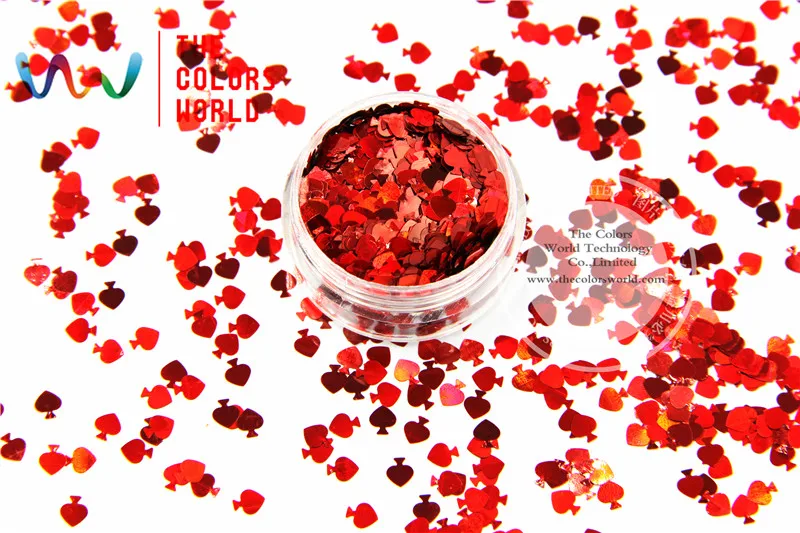 

TCA300 Laser Red Color Spades 5MM Size Glitter dust ,Specular luster glitter for nail,tatto,Art decoration and others