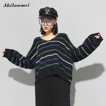Black Striped Spell Color Women Sweater Mohair Causal Long Sleeve Autumn Winter Knitted Pullovers Oversized Loose Pull Femme Top
Black Striped Spell Color Women Sweater Mohair Causal Long Sleeve Autumn Winter Knitted Pullovers Oversized Loose Pull Femme Top