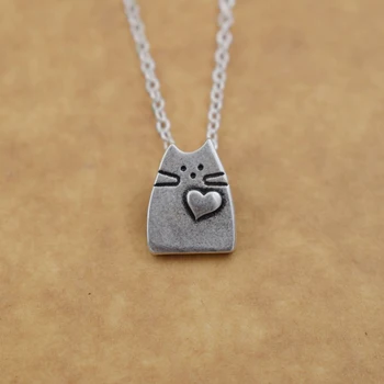 SanLan antique silver plated Little Cat Necklace with heart Crazy cute Lady Jewelry Minimal Fashion
SanLan antique silver plated Little Cat Necklace with heart Crazy cute Lady Jewelry Minimal Fashion