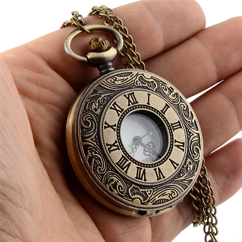 Винтажные бронзовые карманные часы в стиле стимпанк с римскими цифрами