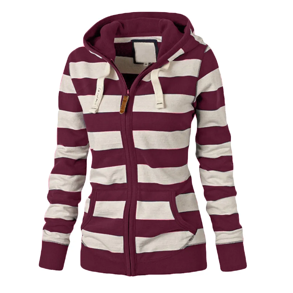 Women stripe Hooded Coat Autumn and winter Windbreaker Female Zipper Outerwear Jacket Coat Tops Plus Size Casual Coats #531
Women stripe Hooded Coat Autumn and winter Windbreaker Female Zipper Outerwear Jacket Coat Tops Plus Size Casual Coats #531