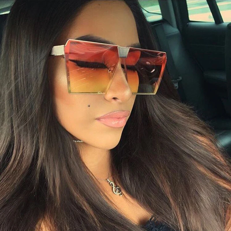 2018 Vintage Women Sunglasses Oversize Unique Shield UV400 Gradient Eyeglasses