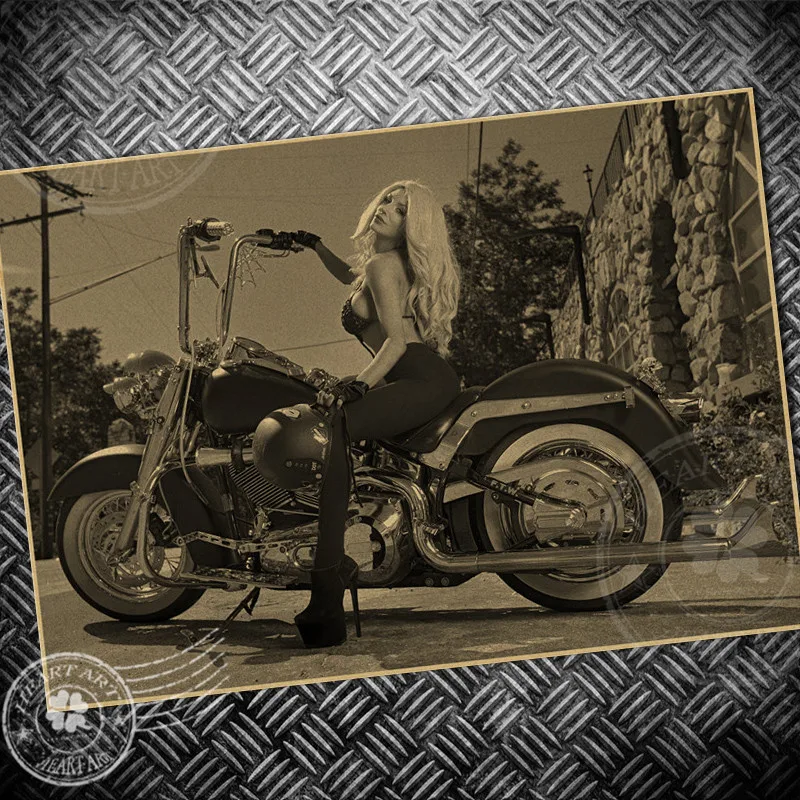 Sexy lady Ride Vintage Poster Motorcycle paper Retro painting core wall sticker Retro Print Picture cafe bar decoration Design
Sexy lady Ride Vintage Poster Motorcycle paper Retro painting core wall sticker Retro Print Picture cafe bar decoration Design