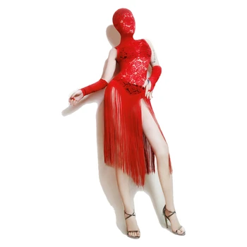 Sexy clothing women's perspective red bar collar dance clothing nightclub night show costume new costume
Sexy clothing women's perspective red bar collar dance clothing nightclub night show costume new costume