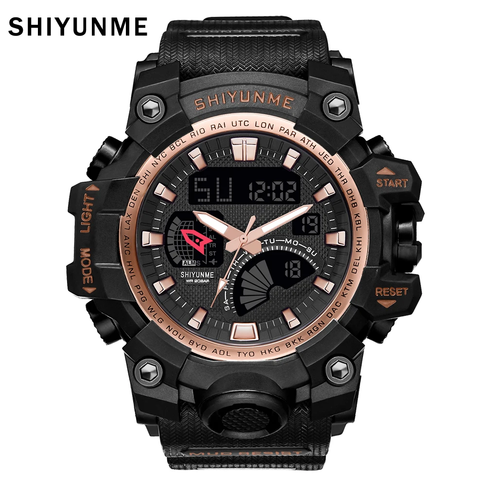 SHIYUNME New Shock Style Men Wristwatches Rubber Watchband Quartz-watch Clock Mens Military Army Casual Sports Men's Watches
SHIYUNME New Shock Style Men Wristwatches Rubber Watchband Quartz-watch Clock Mens Military Army Casual Sports Men's Watches
