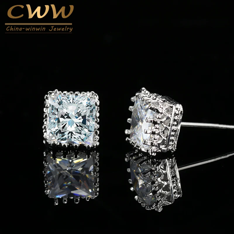 CWWZircons 2019 new design white gold color square crown AAA+ cubic zirconia big post stud earrings for women CZ029
CWWZircons 2019 new design white gold color square crown AAA+ cubic zirconia big post stud earrings for women CZ029