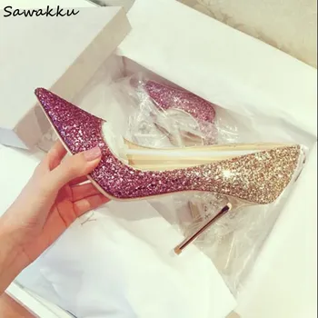 Bling Bling Glitters High Heels Pumps For Women Sexy Pointed Toe Bride Wedding Shoes Leather Cinderella Shoes Woman
Bling Bling Glitters High Heels Pumps For Women Sexy Pointed Toe Bride Wedding Shoes Leather Cinderella Shoes Woman