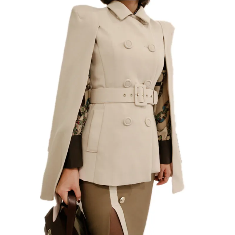 HAMALIEL Autumn Women Shawl Cloak Double Breasted Jacket Coat Fashion Turnd Down Collar Slim Cape Poncho Overcoat With Belt
HAMALIEL Autumn Women Shawl Cloak Double Breasted Jacket Coat Fashion Turnd Down Collar Slim Cape Poncho Overcoat With Belt