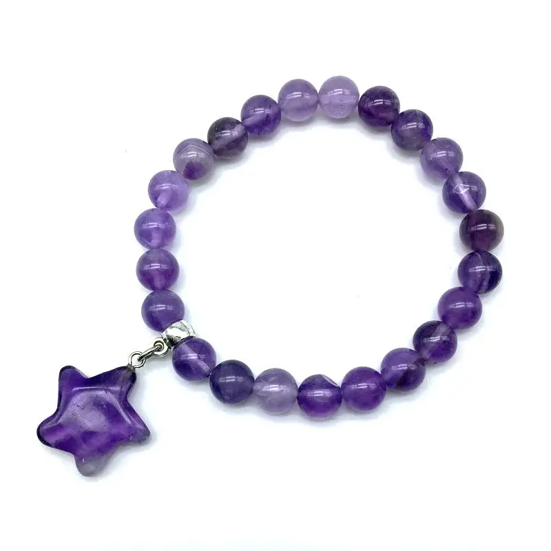 New Model Natural Stone Beads Purple Crystal Bracelets with Star Charm Bangle Jewelry Opal Lava Crystal
New Model Natural Stone Beads Purple Crystal Bracelets with Star Charm Bangle Jewelry Opal Lava Crystal