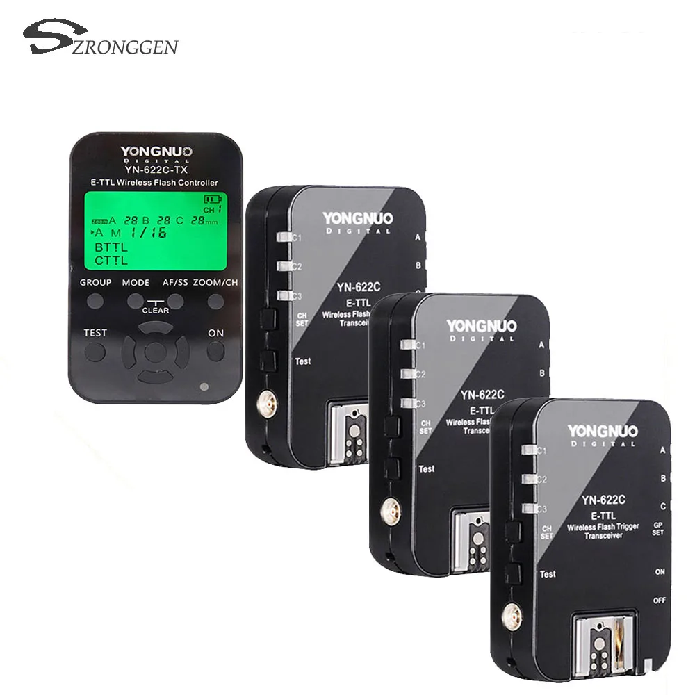 YONGNUO YN-622C YN622C i-TTL LCD Wireless Flash Trigger 1 TX Controller Transmitter + 3 RX Transceiver Receiver For Canon Camera
YONGNUO YN-622C YN622C i-TTL LCD Wireless Flash Trigger 1 TX Controller Transmitter + 3 RX Transceiver Receiver For Canon Camera