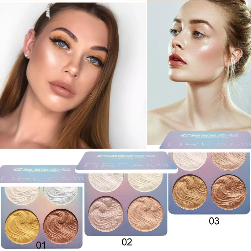 New Highlighter Powder Palette 4 Colors Shimmer Contour Makeup Powder Bronzer Repair Facial Make Up Lasting
New Highlighter Powder Palette 4 Colors Shimmer Contour Makeup Powder Bronzer Repair Facial Make Up Lasting