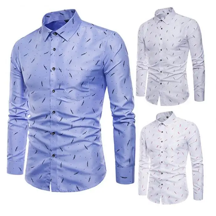 Men's Shirt Lapel Long Sleeve Printing Casual Slim Gift For Business Party Dating XIN-Shipping Men's Shirt Lapel Long Sleeve Printing Casual Slim Gift For Business Party Dating XIN-Shipping