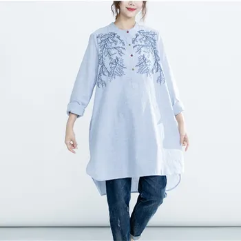 Women Elegant Plus Size Embroidery Long Shirts Vintage Striped Long Sleeve Loose Blouse Stand Collar Casual Blusas
Women Elegant Plus Size Embroidery Long Shirts Vintage Striped Long Sleeve Loose Blouse Stand Collar Casual Blusas