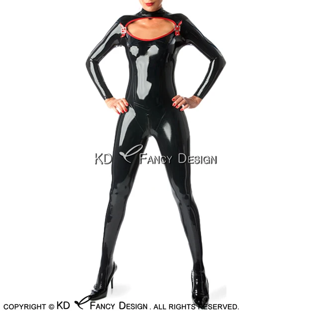 Black With Red Sexy Latex Catsuit With Feet Socks Two Buckles And Back Zip Rubber Bodysuit Zentai Overall Body Suit LTY-0237
Black With Red Sexy Latex Catsuit With Feet Socks Two Buckles And Back Zip Rubber Bodysuit Zentai Overall Body Suit LTY-0237