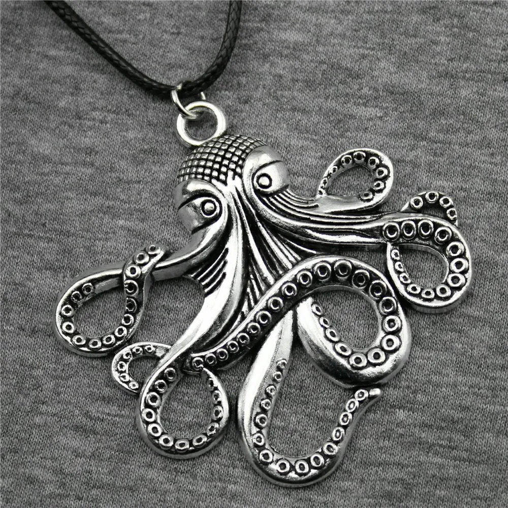 Фото Осьминог 2 цвета античная бронза античное серебро 59x57 мм подвеска ожерелье