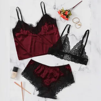 Women Sexy Lingerie Set 3Pcs Lace Sleepwear Suits Ladies Exquisite Lace Lingerie Bra+tops+underwear Set Babydoll Cut-out Pijama
Women Sexy Lingerie Set 3Pcs Lace Sleepwear Suits Ladies Exquisite Lace Lingerie Bra+tops+underwear Set Babydoll Cut-out Pijama