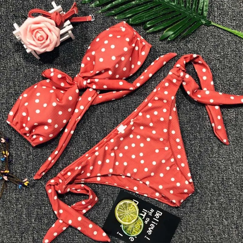 2019 Women Dot Printed Bikini Set Push-Up Padded Bow Swimwears Swimsuit Beachwear Sexy Women's Swimsuits Bather Swimwear Biquini
2019 Women Dot Printed Bikini Set Push-Up Padded Bow Swimwears Swimsuit Beachwear Sexy Women's Swimsuits Bather Swimwear Biquini