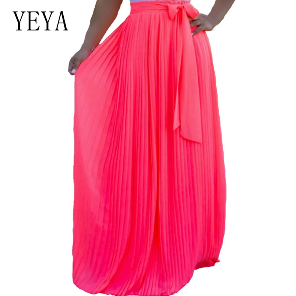 YEYA Elegant Casual High Waist Boho Style Chiffon Long Skirts for Women New Neon Color Pleated Maxi Skirt Female Go Out Wear
YEYA Elegant Casual High Waist Boho Style Chiffon Long Skirts for Women New Neon Color Pleated Maxi Skirt Female Go Out Wear