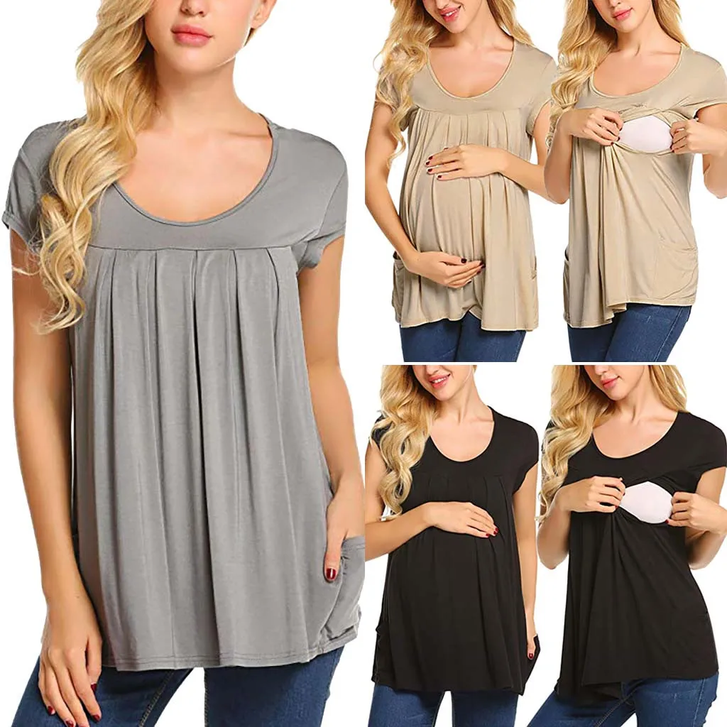 Women Summer 2019 Maternity Casual Breastfeeding Clothes Plus Size Solid Nursing Top Soft Breastfeeding Pregnant T-Shirt Clothes
Women Summer 2019 Maternity Casual Breastfeeding Clothes Plus Size Solid Nursing Top Soft Breastfeeding Pregnant T-Shirt Clothes