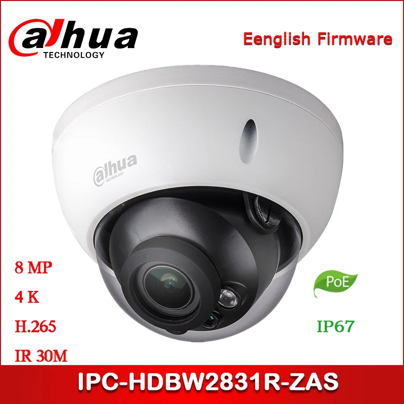 Dahua IP Camera 4K IPC-HDBW2831R-ZAS 8MP 3.7~11mm motorized lens WDR IR Dome Network Camera Security Camera
Dahua IP Camera 4K IPC-HDBW2831R-ZAS 8MP 3.7~11mm motorized lens WDR IR Dome Network Camera Security Camera