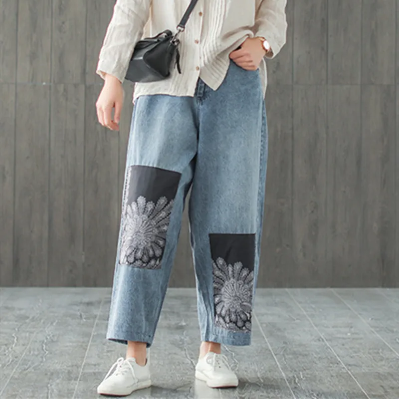 Johnature Spring New Vintage Style Cotton Wide Leg Pants Applique Spliced Pockets Loose Zipper Fly Mid Softener Women Jeans
Johnature Spring New Vintage Style Cotton Wide Leg Pants Applique Spliced Pockets Loose Zipper Fly Mid Softener Women Jeans