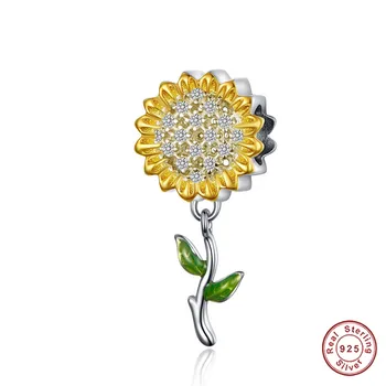 Hot Sale Gold Color Sunflower Charm 925 Sterling Silver Enamel Leaf Bead DIY Jewelry Accessory for Women Silver Bracelet SCC1211
Hot Sale Gold Color Sunflower Charm 925 Sterling Silver Enamel Leaf Bead DIY Jewelry Accessory for Women Silver Bracelet SCC1211