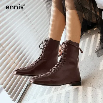 ENNIS 2019 Ladies Flat Boots Genuine Leather Ankle Boots Women Lace Up Booties Fashion Autumn Shoes Zipper Black Brown New A931
ENNIS 2019 Ladies Flat Boots Genuine Leather Ankle Boots Women Lace Up Booties Fashion Autumn Shoes Zipper Black Brown New A931