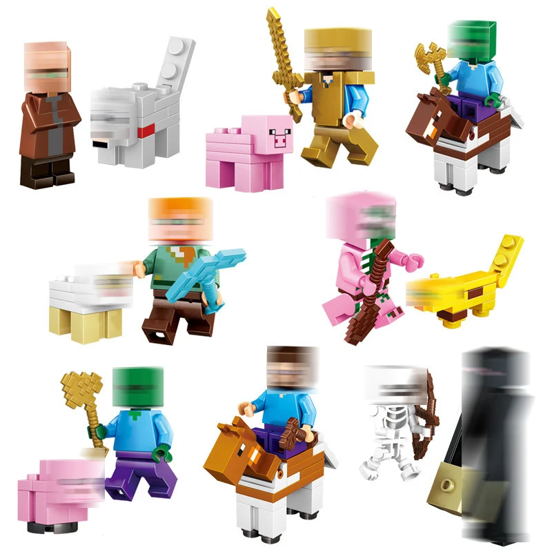 8pcs/set Minecrafted Bricks Compatible Action Figures Steve Skeleton Golem Minecrafted Enderman DIY Toys Model Building Blocks 
8pcs/set Minecrafted Bricks Compatible Action Figures Steve Skeleton Golem Minecrafted Enderman DIY Toys Model Building Blocks