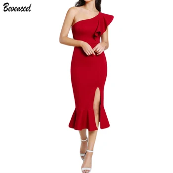 2020 Women Sexy Party Dress Sleeveless One Shoulder Ruffles Split Bodycon Dress Elegant Celebrity Vestidos Bandage Dress
2020 Women Sexy Party Dress Sleeveless One Shoulder Ruffles Split Bodycon Dress Elegant Celebrity Vestidos Bandage Dress