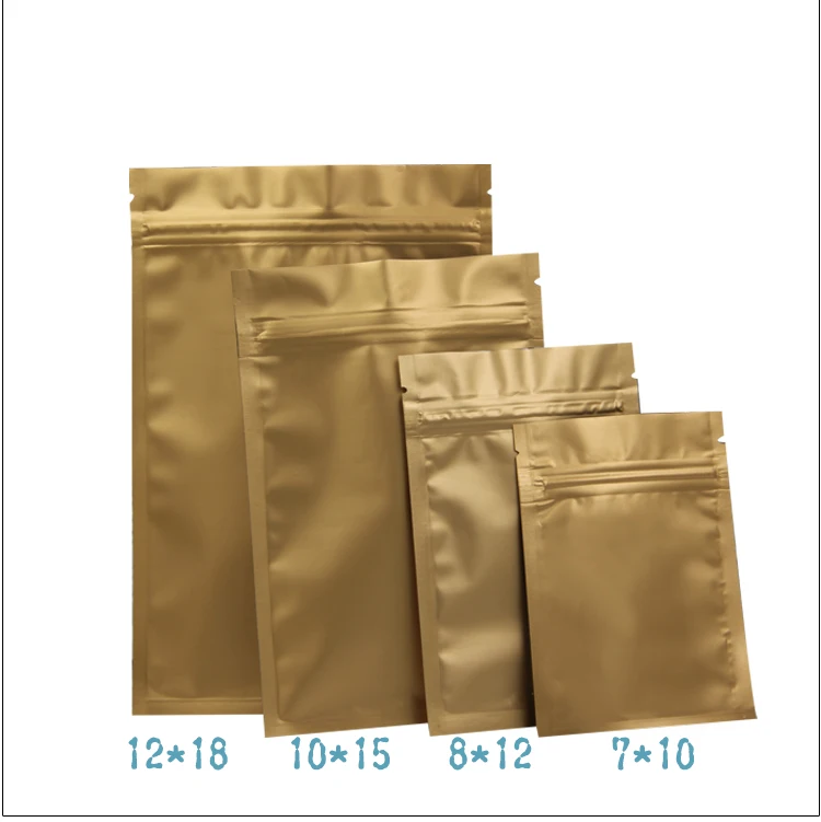 

100Pcs/Lot Matte Golden Aluminum Foil Ziplock Bag Zipper Resealable Valve Package Pouches Coffee Powder Nuts Retail New Style
